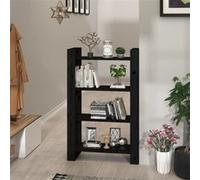 vidaXL Bibliothèque/Séparateur de pièce Noir 80x35x125 cm Pin massif813908 Noir G