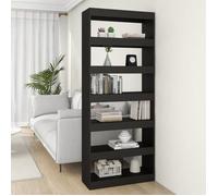 vidaXL Bibliothèque/Séparateur de pièce noir bois d'ingénierie 811728