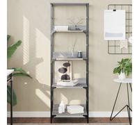 Bibliothèque, Etagère à Livres avec 4 Compartiments, Meuble de Rangement Bureau Intérieur, Industriel, Sonoma Gris Bois d'Ingénierie