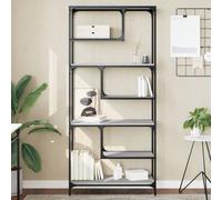 Bibliothèque, Etagère à Livres avec Rangement, Meuble à Livres Salon Salle de Séjour Intérieur, Moderne, Sonoma Gris Bois d'Ingénierie