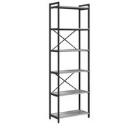 vidaXL Bibliothèque Sonoma Grise 60 x 30 188 cm, étagères en escalier avec des Pieds réglables, Structure en Croix, Bois et Acier, Usage intérieur, Style indus, Cadre en métal Robuste, étagère de ran