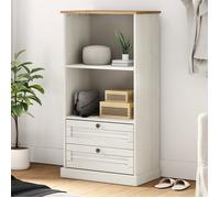 Vidaxl Bibliothèque Vigo Blanc 60x35x114,5 Cm Bois Massif De Pin Multicolore