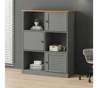 Vidaxl Bibliothèque Vigo Gris 90x35x114,5 Cm Bois Massif De Pin Gris