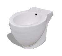 vidaXL Bidet Rond à Poser Céramique Sanitaire Blanc Toilette Cuvette Siège WC
