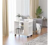 vidaXL Bijzettafel 70x35x55 cm bewerkt hout wit802120 Blanc G