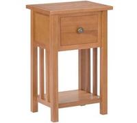 vidaXL Bijzettafel met lade 35x27x55 cm massief eikenhout289182 Brun G