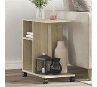 vidaXL Table d'appoint avec roues chêne Sonoma bois d'ingénierie Marron