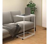 Vidaxl Table D'appoint Avec Roues Blanc 55x35x70 Cm Bois D'ingénierie Blanc