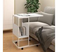 Vidaxl Table D'appoint Et Roues Blanc 55x36x63,5 Cm Bois D'ingénierie Multicolore