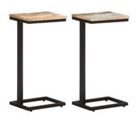 Bijzettafels 2 st 31,5x24,5x64,5 cm massief gerecycled hout321972