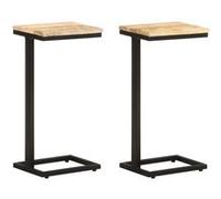 vidaXL Tables d'appoint 2 pcs 31,5x24,5x64,5 cm Bois de manguier brut