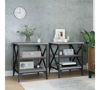 Vidaxl Tables D'appoint 2 Pcs Sonoma Gris 40x42x50 Cm Bois Ingénierie Marron