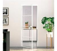 Porte Intérieure, Porte Intérieure Moderne, Porte Vitrée, Porte de Chambre, Porte de Salle de Bain Maison, Blanc Trempé Verre Aluminium Fin
