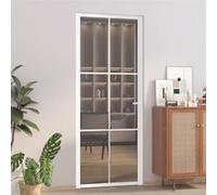 vidaXL Porte intérieure 83x201,5 cm Blanc Verre ESG et aluminium