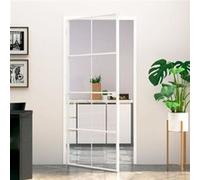 vidaXL Porte d’intérieur 93x201,5 cm Blanc – Verre trempé, aluminium fin