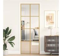 vidaXL Binnendeur smal 76x201,5 cm gehard glas en aluminium goudkleur155140 G
