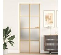 Binnendeur smal 83x201,5 cm gehard glas en aluminium goudkleur155145