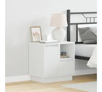 Vidaxl Blanc Mdf Moyenne Table De Chevet Rectangulaire Moderne Blanc