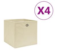 Vidaxl Bo?Tes De Rangement 4 Pcs Tissu Intissé 28x28x28 Cm Crème