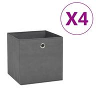 Vidaxl Bo?Tes De Rangement 4 Pcs Tissu Intissé 28x28x28 Cm Gris Gris