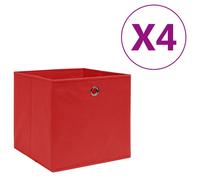 vidaXL 4x Boîtes de Rangement Coffres de Rangement Boîtes d'Emballage Stockage Foulards Chaussettes Sous-vêtements Tissu Intissé 28x28x28 cm Rouge Rouge G