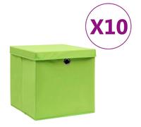 Vidaxl Bo?Tes De Rangement Avec Couvercles 10 Pcs 28x28x28 Cm Vert