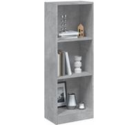 vidaXL Bibliothèque à 3 Niveaux, Meuble de Rangement avec Étagère, Armoire à Livres Salon Salle de Séjour Intérieur, Moderne, Gris Béton Bois d’Ingénierie