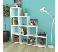 vidaXL Boekenkast/presentatiemeubel trapvormig 142 cm wit242550 Blanc G