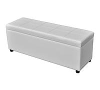 vidaXL Bois Banc de Rangement Coffre Siège Banquette Meuble Stockage Salon Blanc