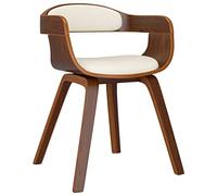 vidaXL Chaise de salle à manger – Similicuir crème, bois courbé – Multicolore
