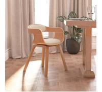 vidaXL Chaise de salle à manger Bois courbé - Similicuir crème, multicolore