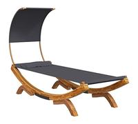 vidaXL Bois Courbé Massif Lit de Repos d'Extérieur avec Auvent Lit de Repos de Jardin Siège de Patio Terrasse Extérieur Arrière-Cour 100x200x126 cm Anthracite
