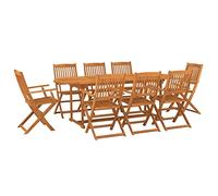 vidaXL Ensemble à manger de jardin Bois d'acacia massif 9 pcs Marron