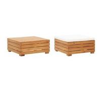 vidaXL Bois d'Acacia Massif Table et Repose-pied de Jardin et Coussin Meubles de Patio Mobilier de Terrasse Salon de Jardin 316083 Marron G