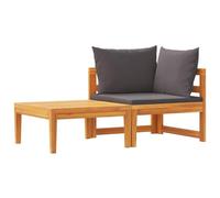 vidaXL Bois d'Acacia Salon de Jardin 2 pcs avec Coussins Meubles d'Extérieur Mobilier de Patio Meubles de Terrasse Mobilier de Jardin Gris Foncé