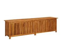 vidaXL Bois d'Acacia Solide Boîte de Rangement de Jardin Banc de Stockage Boîte d'Oreillers Coussins Couverture Extérieur 200x50x58 cm