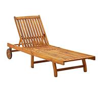 vidaXL Bois d'Acacia Solide Chaise Longue Bain de Soleil de Jardin Chaise Longue de Patio Transat de Terrasse Piscine Balcon Extérieur