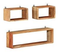 vidaXL Ensemble d'étagères murales cube 3 pcs – Bois d'acacia solide, flottante – Multicolore
