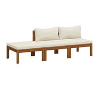 vidaXL Bois d'Acacia Solide Salon de Jardin 3 pcs avec Coussin Mobilier de Patio Meubles d'Extérieur Mobilier de Jardin Meubles de Terrasse Crème