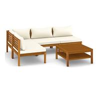 vidaXL Salon de jardin modulable 5 pièces – 4 personnes, bois massif (69×65×62,5 cm) Beige
