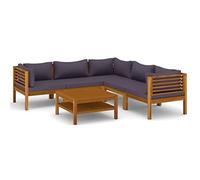 vidaXL Bois d'Acacia Solide Salon de Jardin 6 pcs avec Coussin Mobilier de Jardin Meubles de Terrasse Mobilier de Patio Meubles d'Extérieur
