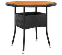 vidaXL Bois d'Acacia Table de Jardin Table de Salle à Manger de Patio Table à Dîner de Terrasse Extérieur Ø80x75 cm Résine Tressée Noir