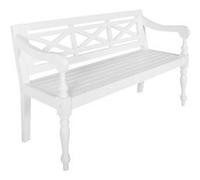 vidaXL Bois d'Acajou Massif Banc Batavia Meuble de Salon Banc d'Entrée Meuble de Salle de Séjour Banc de Couloir Maison Intérieur 123 cm Blanc Blanc G