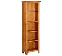 vidaXL Bois de Chêne Massif Bibliothèque à 5 Niveaux Etagère à Livres Meuble de Rangement Armoire à Livres Etagère sur Pied Intérieur 45x22x140 cm