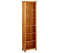 vidaXL Bois de Chêne Massif Bibliothèque à 6 Niveaux Etagère à Livres Meuble de Rangement Armoire à Livres Etagère sur Pied Intérieur 52x22x180 cm