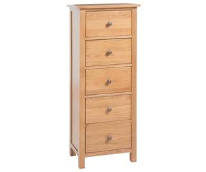 vidaXL Bois de Chêne Massif Commode Haute Armoire de Rangement Armoire Latérale Meuble de Rangement Salon Maison Intérieur 45x32x110 cm