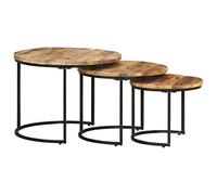 vidaXL Bois de Manguier Brut Tables Gigognes 3 pcs Tables Basses Tables d'Appoint Bouts de Canapé Tables de Salon Salle de Séjour Maison Intérieur