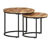 vidaXL Bois de Manguier Brut Tables Gigognes 2 pcs Tables Basses Tables d'Appoint Bouts de Canapé Tables de Salon Salle de Séjour Maison Intérieur
