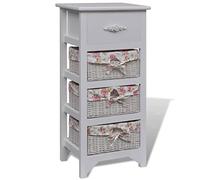Vidaxl Armoire Avec 1 Tiroir Et 3 Paniers Blanc Bois De Paulownia Blanc