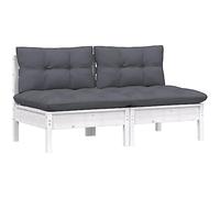 vidaXL Bois de Pin Canapé 2 Places de Jardin avec Coussins Canapé d'Extérieur Meuble de Terrasse Meuble d'Extérieur Canapé de Patio Anthracite